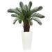 Orren Ellis 40in. Cycas Artificial Tree in White Tower Planter UV Resistant (Indoor/Outdoor) Silk/Ceramic/Plastic | 40 H x 28 W x 28 D in | Wayfair
