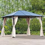 Outsunny 9 Ft. W x 11 Ft. D Metal Patio Gazebo Metal/Steel/Soft-top in Gray | 105 H x 144 W x 117 D in | Wayfair 84C-069