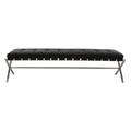 Nuevo Auguste Naugahyde Bench Faux Leather/Metal in Black/Gray/White | 17.75 H x 47.25 W x 17.75 D in | Wayfair HGTA703