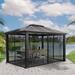 Paragon-Outdoor Santa Monica Aluminum Patio Gazebo w/ Mosquito Netting Aluminum/Hardtop/Metal in Black/Gray | 113 H x 156 W x 132 D in | Wayfair