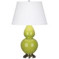 Robert Abbey Double Gourd 31" Table Lamp Ceramic/Fabric in Gray/White/Brown | 31 H x 19 W x 19 D in | Wayfair 1673X