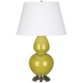 Robert Abbey Double Gourd 31" Table Lamp Silk/Ceramic/Metal in Green/Gray | 31 H x 19 W x 19 D in | Wayfair CI22X