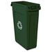 Rubbermaid Commercial Products Slim Jim 23 Gallon Recycling bin Plastic in Green | 30 H x 22 W x 11 D in | Wayfair 354007GN