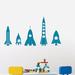 Sweetums Wall Decals 5 Piece Rocket Ship Wall Decal Set Vinyl in Blue | Wayfair 3341teal