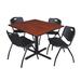 Symple Stuff Cain Square X-Base Breakroom Table & 4 M Stack Chairs Metal in Brown/Red | 29 H x 48 W x 48 D in | Wayfair