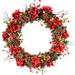 The Holiday Aisle® Amyryllis Wreath in Brown/Green/Red | 28 H x 28 W in | Wayfair THLA2087 39440890