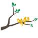 The Decal Guru Love Birds on a Branch Wall Decal Vinyl in Gray/Yellow/Brown | 37 H x 48 W in | Wayfair 1960-WALL-02-03