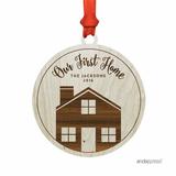 The Holiday Aisle® Our First Home Shaped Ornament w/ Gift Bag Wood in Brown | Wayfair BB09E3B8FF48477583BB7D31707AE0C5