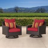 Three Posts™ Northridge Swivel Patio Chair w/ Cushions Wicker/Rattan in Red | 32 H x 30 W x 33 D in | Wayfair 7402275CA34747FFB0D6EBA41FDB9880