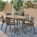 Union Rustic Beryl 6 Piece Outdoor Dining Set Wood in Brown/Gray/White | 30 H x 70 W x 34.75 D in | Wayfair A12C2CA503EE4AD0ACE06A56ACAB4029