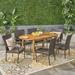 Wade Logan® Greenridge Outdoor 7 Piece Dining Set Wood/Wicker/Rattan in Brown/White | 30 H x 71 W x 35.5 D in | Wayfair