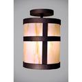 Loon Peak® Bayview 1 - Light 8" Simple Cylinder Semi Flush Mount Glass in Gray/Black | 12 H x 8 W x 8 D in | Wayfair