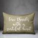 Latitude Run® Tassiltante Give Thanks w/ a Grateful Heart Lumbar Pillow Polyester/Polyfill blend in White/Brown | 14 H x 20 W x 1.5 D in | Wayfair