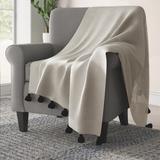 Dakota Fields Andujar Pom Pom Cotton Blanket Cotton in Gray | 108 H x 73.2 W in | Wayfair B0E43AF4F1514C3482F3866A554B30EC