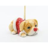 The Holiday Aisle® Puppy Wearing Sweater Hanging Figurine Ornament Ceramic/Porcelain in Red/Yellow | 1.25 H x 2 W x 3.125 D in | Wayfair