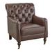 Armchair - Astoria Grand Gambrell 34.5" Wide Tufted Armchair Faux Leather/Leather in Brown/White | 36.5 H x 34.5 W x 30 D in | Wayfair