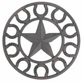 Millwood Pines Rustic Cast Iron Western Star w/ Horseshoes Decorative Kitchen Dining Room Table Trivet in Brown | 0.5 D in | Wayfair