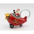 The Holiday Aisle® Dodd Santa Airplane 0.37 -qt. Ceramic Teapot Porcelain China/Ceramic in Red | 5.625 H x 5 W x 8.125 D in | Wayfair