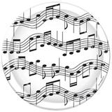 The Party Aisle™ Music Notes Paper Dessert Plate in Black/White | 7" H x 7" W x 0.01" D | Wayfair 0FE9087933DE4ED998AA757A9B495E66