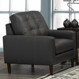 Armchair - Brayden Studio® Laskie 36" Wide Tufted Top Grain Leather Armchair Leather/Genuine Leather in Gray/Brown | 36 H x 36 W x 36 D in | Wayfair