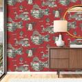 York Wallcoverings Ashford Toiles Mandarin 27' L x 27" W Wallpaper Roll in Red/Black | 27 W in | Wayfair AF1915