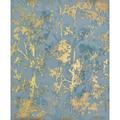 York Wallcoverings Antonia Vella Modern s Shimmering Foliage 32.8' L x 20.8" W lic Wallpaper Roll Non-Woven in Blue/Yellow | 20.8 W in | Wayfair