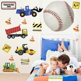 Wallhogs Construction Heavy Equipment Wall Decal Vinyl in Blue/Red/Yellow | 18 H x 40 W in | Wayfair 2330SCSWH