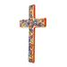 World Menagerie Spiritual Fireworks Cross Ceramic Wall Décor Ceramic in Blue/Gray/Green | 12.75 H x 9.25 W in | Wayfair