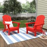 Three Posts™ Marciano Adirondack Set, Stainless Steel in Red | 34.5 H x 29.5 W x 34.25 D in | Wayfair 020E367DDE1A4E76B069AF602D249A73
