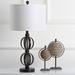 World Menagerie Hayden 28" Oil Rubbed Bronze Table Lamp Set Metal/Fabric in Brown/White | 27.75 H x 14 W x 14 D in | Wayfair WRMG2591 42461108