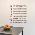Wallums Wall Decor Table Manners Quote Wall Decal Vinyl, Glass in Red/Brown | 32 H x 28 W in | Wayfair quotes-table-manners-28x32_Brown