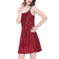 LilySilk Women's 100 Silk Nightdress Short Low Scoop Back Ladies Chemise Nightgown 19 Momme Pure Silk Claret Size 10/S