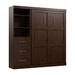 Bestar Pur Full Murphy Bed and Shelving Unit with Drawers (84W) in Chocolate - Bestar 26868-69