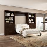 Bestar Pur Full Murphy Bed and 2 Shelving Units with Drawers (131W) in Chocolate - Bestar 26896-69