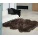 "Chocolate Bowron Long Wool Gold Star Sexto Six Pelt Rug 71"" x 58"" - LWWSXT-CH"