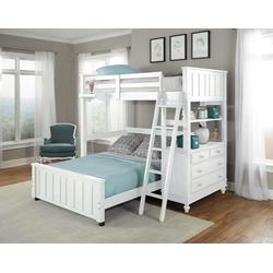 Lake House Twin Loft w/ Full Lower Bed White - Hillsdale 1040NLFB