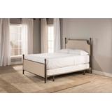 Hillsdale Furniture McArthur King Metal and Upholstered Canopy Bed, Bronze with Linen Stone Fabric - 1826BKR