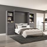 Bestar Pur Queen Murphy Bed and 2 Shelving Units with Drawers (115W) in Bark Grey - Bestar 26884-47