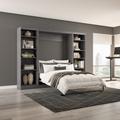 Bestar Pur Full Murphy Bed with 2 Shelving Units (109W) in Bark Grey - Bestar 26893-47