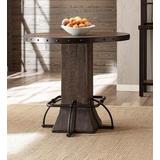 Hillsdale Furniture Jennings Wood Round Counter Height Dining Table with Wood Pedestal Base, Distressed Walnut - 4022CDTB