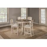 Hillsdale Furniture Clarion Wood 5 Piece Round Counter Height Dining Set with Open Back Stools, Sea White - 4542CTB5S2