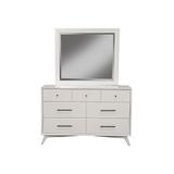 Flynn Mid Century Modern 7 Drawer Dresser in White Finish - Alpine Furniture 966-W-03