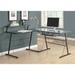 Computer Desk / Home Office / Corner / L Shape / Work / Laptop / Metal / Tempered Glass / Black / Clear / Contemporary / Modern - Monarch Specialties I 7172