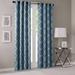 "Madison Park Saratoga 95"" Panel Fretwork Print Window Curtain in Blue - Olliix MP40-1575"