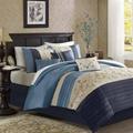 Madison Park Serene King Embroidered 7 Piece Comforter Set in Navy - Olliix MP10-3450