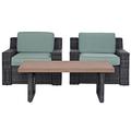 Beaufort 3Pc Outdoor Wicker Chair Set Mist/Brown - Coffee Table & 2 Chairs - Crosley KO70099BR