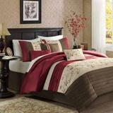 Madison Park Serene King Embroidered 7 Piece Comforter Set in Red - Olliix MP10-308