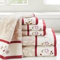 Madison Park Serene Embroidered Cotton Jacquard 6 Piece Towel Set in Red - Olliix MP73-4968