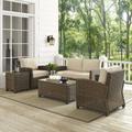 Bradenton 5Pc Outdoor Wicker Conversation Set Sand/Weathered Brown - Loveseat, Side Table, Coffee Table, & 2 Armchairs - Crosley KO70050WB-SA