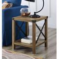 "18"" Rustic Urban Industrial Metal X Accent Side Table in Rustic Oak - Walker Edison AF18MXSTRO"